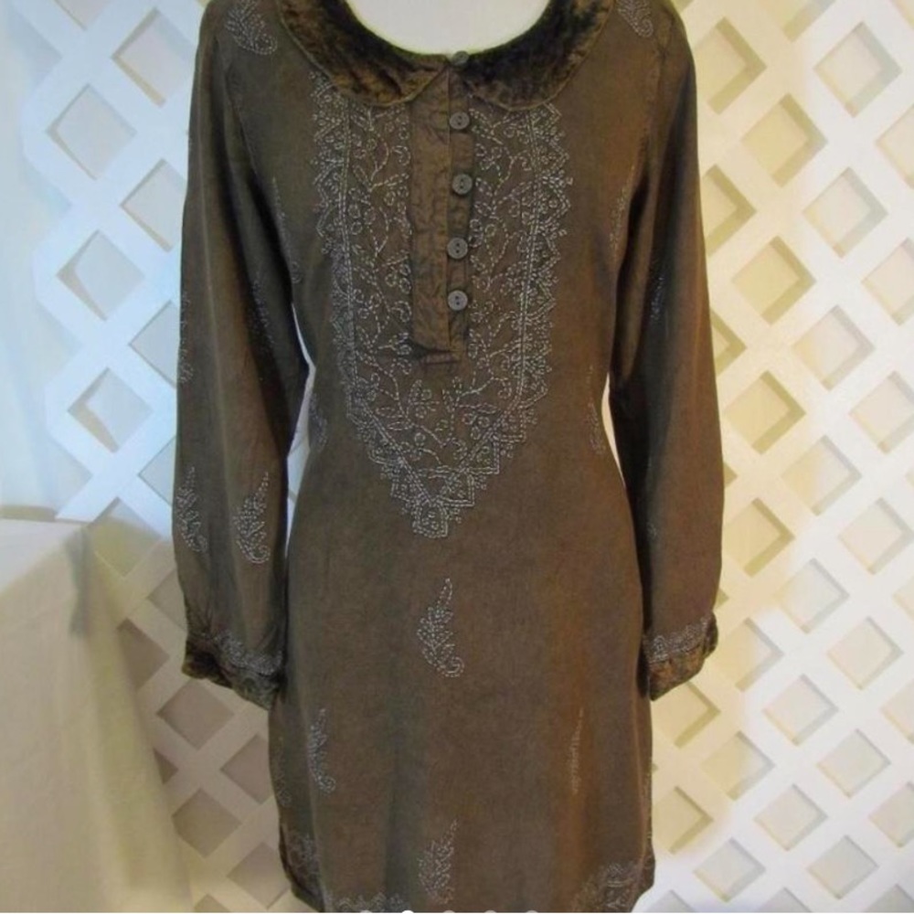 Vintage Forest Green cottage core rayon dress